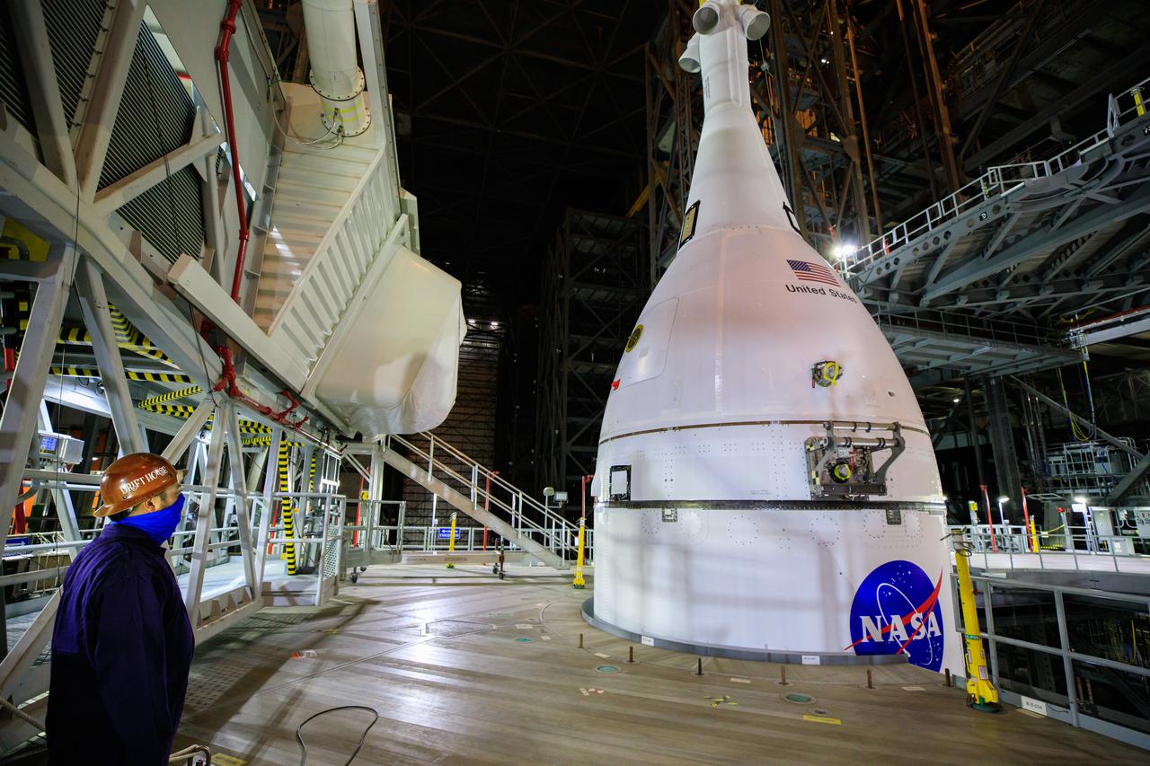 Orion Spacecraft Stacked on Top SLS Rocket for NASA’s Artemis I Mission