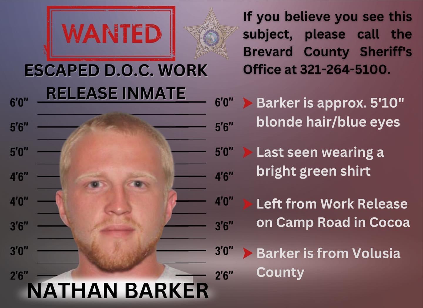 Escaped Prisoner Alert: Brevard County Sheriff’s Office Seeks Public’s Help