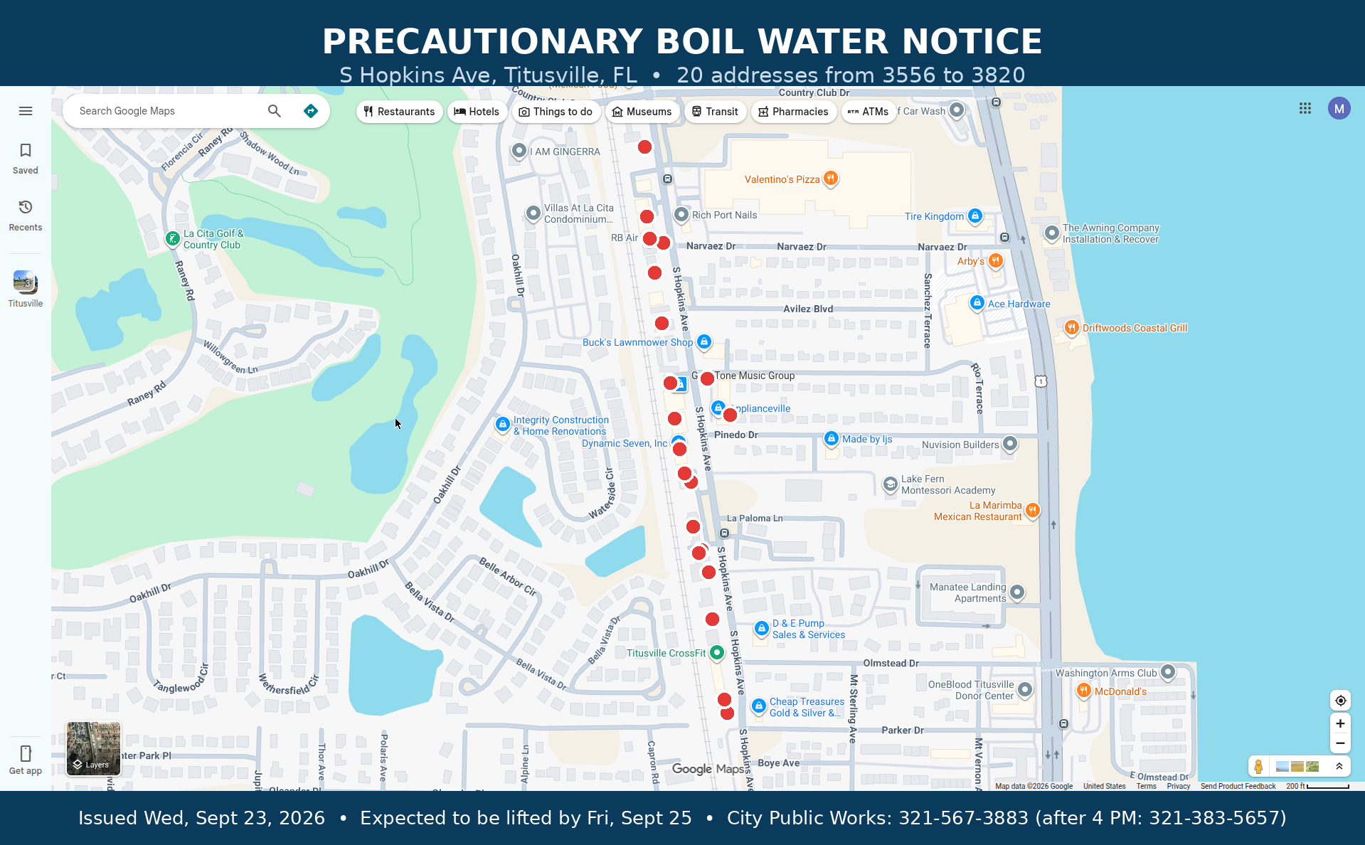City Issues Precautionary Boil Water Notice for Select South Hopkins Avenue Addresses