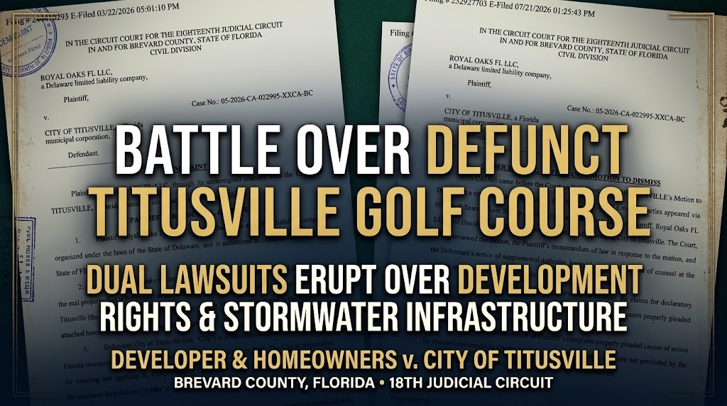 Battle Over Defunct Titusville Golf Course Triggers Dual Lawsuits Over Development Rights and Stormwater Infrastructure